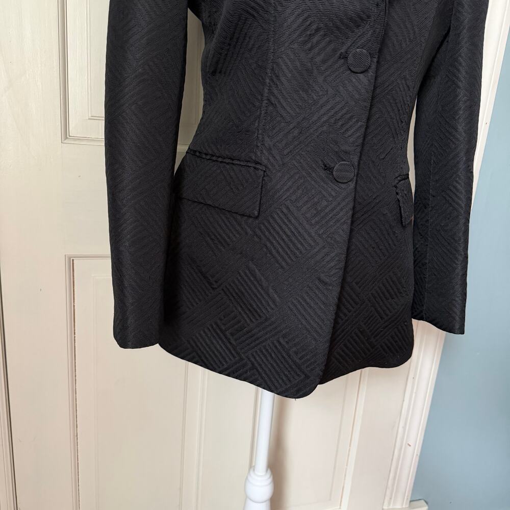 NWOT Zara Jacquard Blazer Small Black Geometric Minkmalist Office Professional - Picture 6 of 12